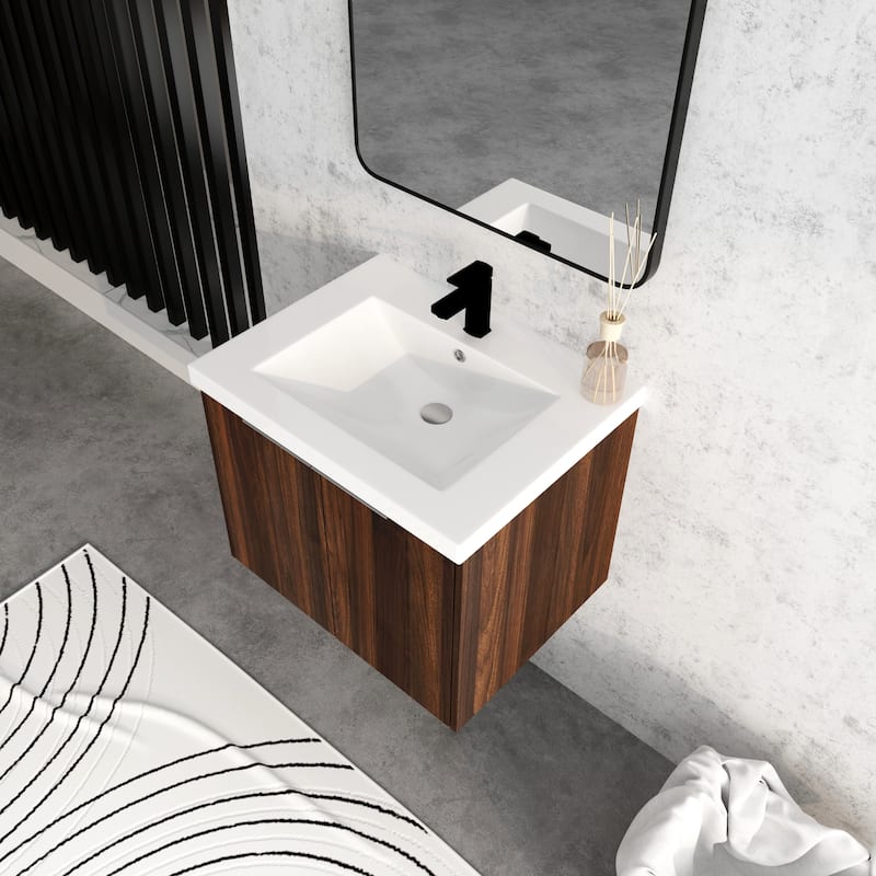 Beingnext 24"/30"/36" Bathroom Vanity with Sink, Floating Bathroom Vanity with 2 Soft Close Doors