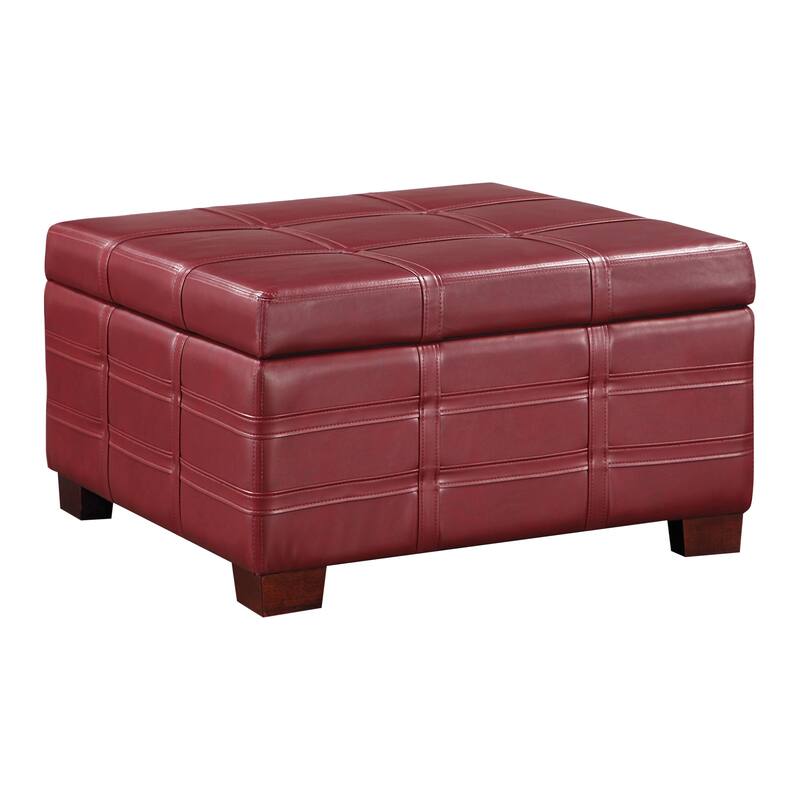 Detour Strap Square Storage Ottoman in Faux Leather