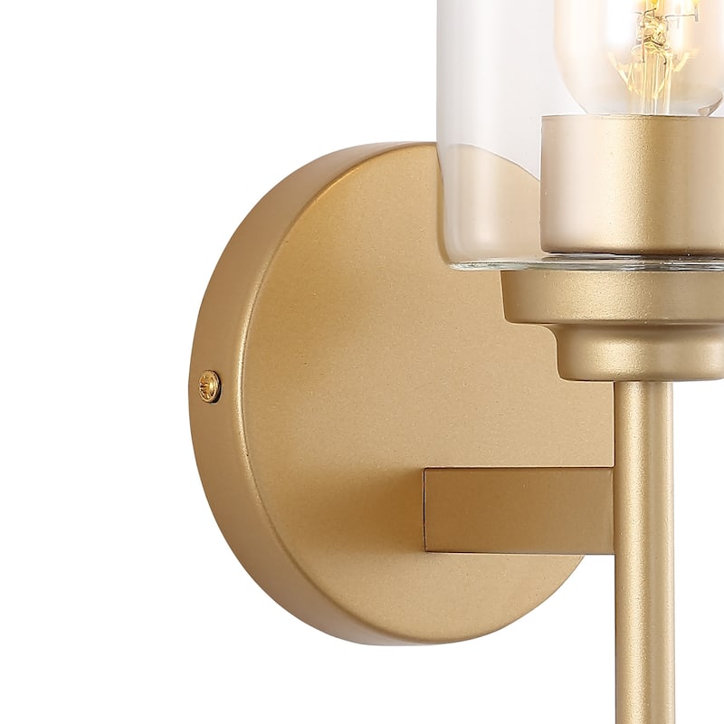 Juno 13" 1-Light Farmhouse Industrial Iron Cylinder LED Sconce, Oil Rubbed Bronze/Clear by JONATHAN Y - One