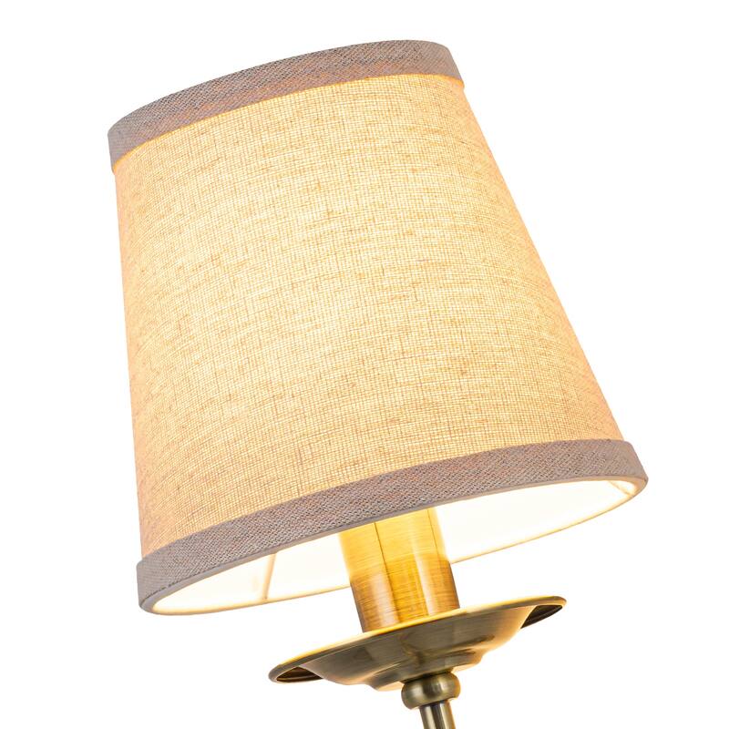 Antique Bronze Finish Wall Sconce with Trapezoid Linen Shade