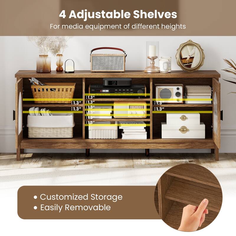 Gymax Farmhouse TV Stand for TVs up to 65'' Modern Vintage TV Cabinet