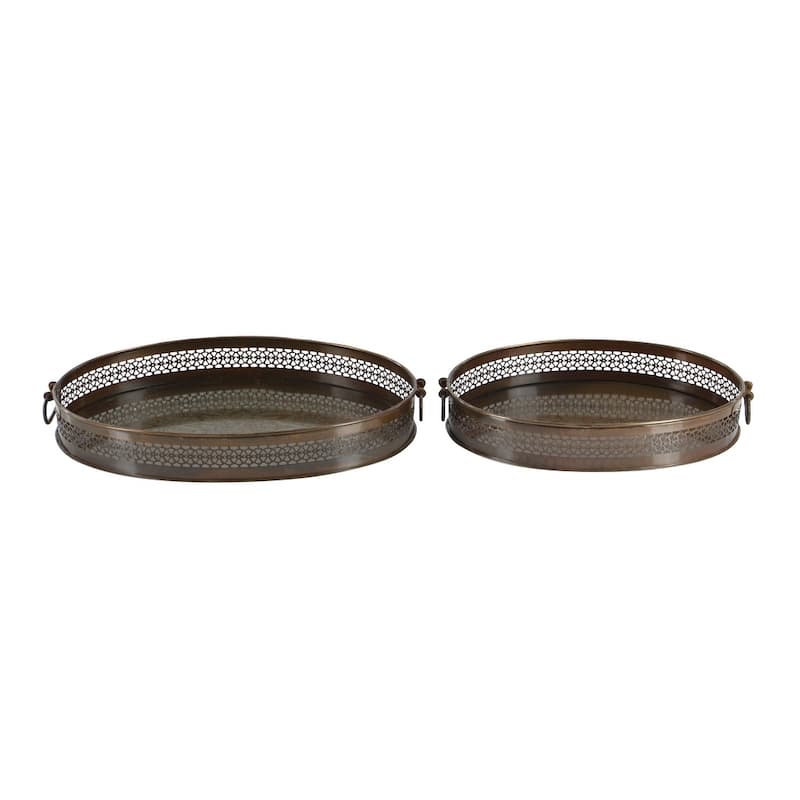 Metal Tray - Set of 2 Brown - Roche River Decor - 13"W x 17"L x 3"H
