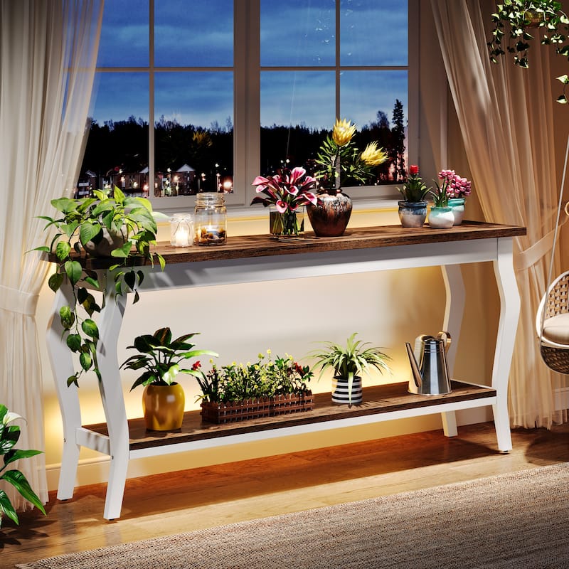 2-tier Narrow Long Console Sofa Table for Entryway Living Room