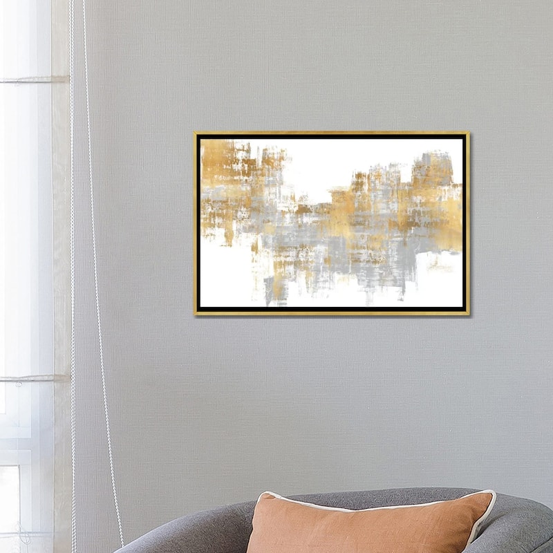 iCanvas "Dynamic Gold on Grey I" by Alex Wise Framed Canvas Print