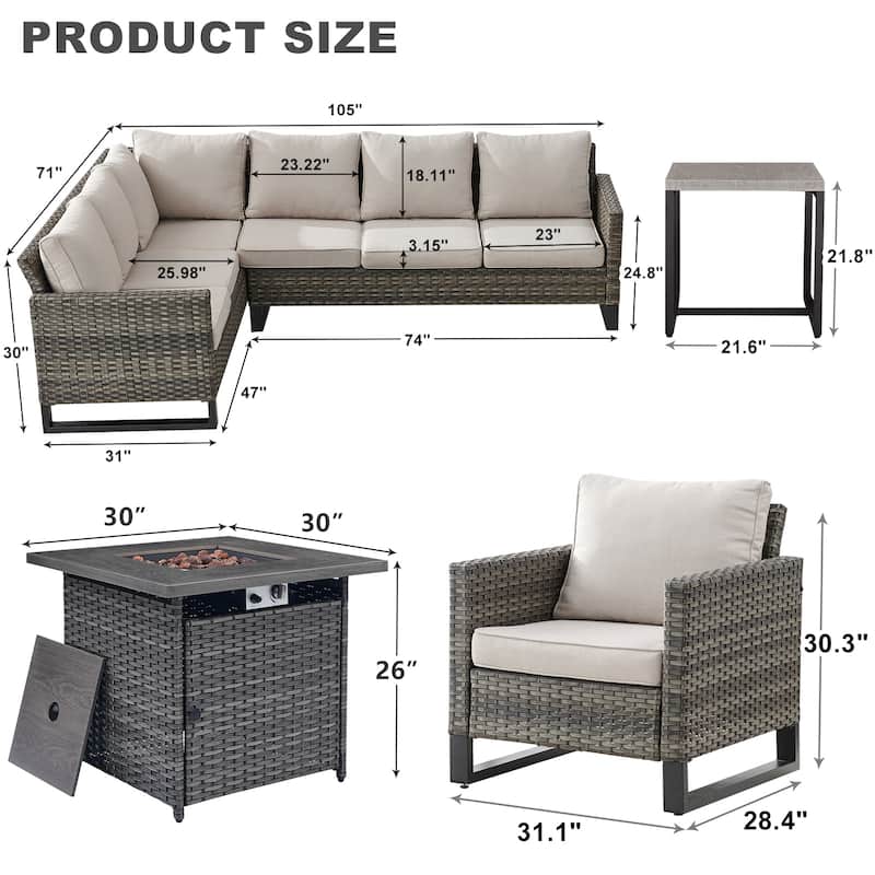 Gymojoy Patio Conversation Sofa Set with Chair