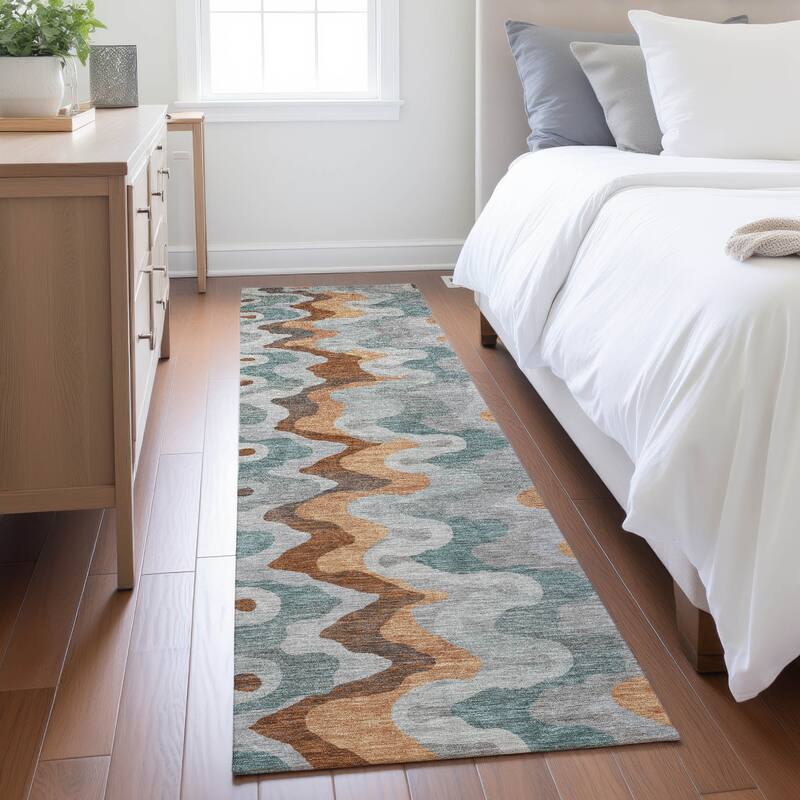 Machine Washable Indoor/ Outdoor Modern Mason Chantille Rug