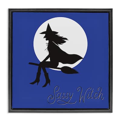 Stupell Sassy Witch & Full Moon Framed Floater Canvas Wall Art Design By Sazerelli Designs