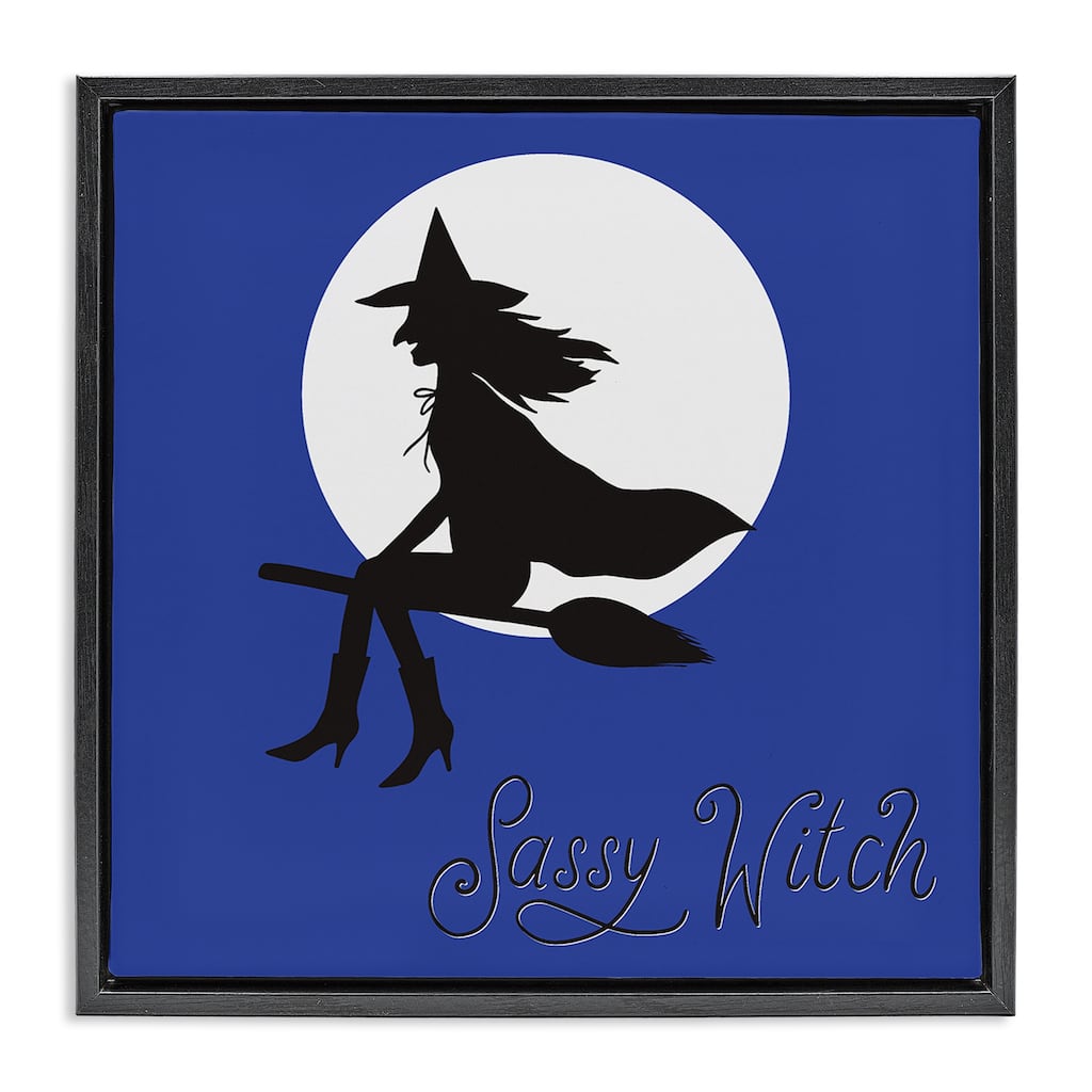 Stupell Sassy Witch & Full Moon Framed Floater Canvas Wall Art Design By Sazerelli Designs