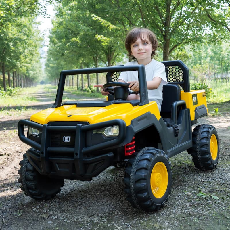Costway 24V Ride On Dump Truck with Remote Control, Dump Bed, Shovel, - Yellow + Black - See Details