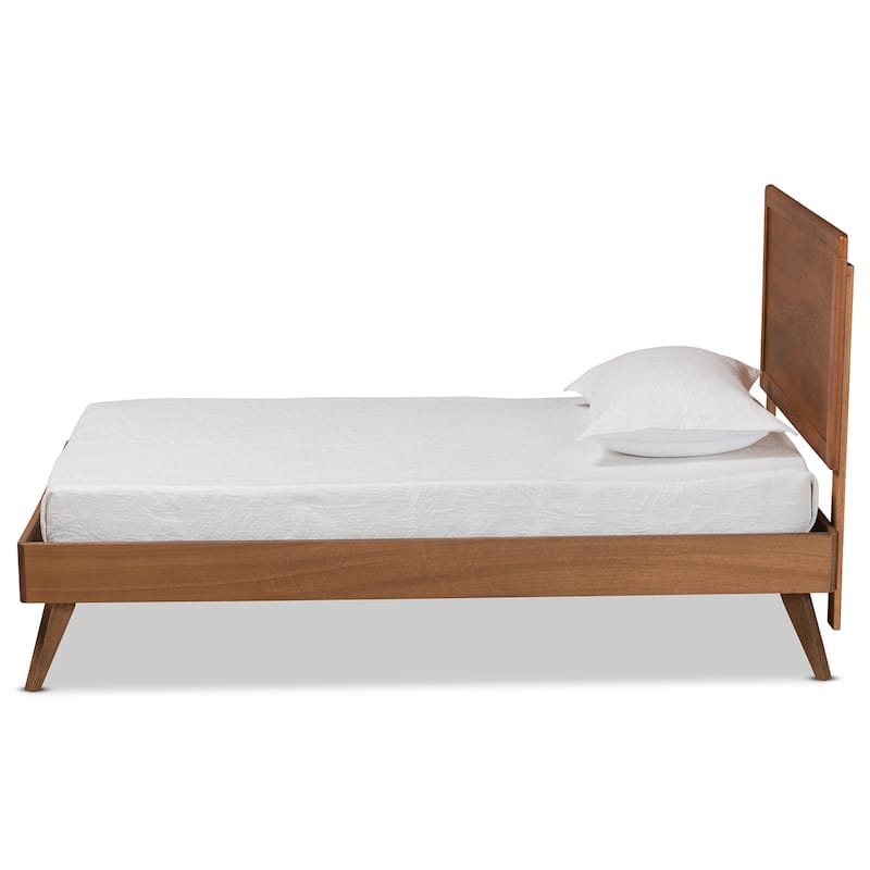 Jiro Mid-Century Modern Walnut Finished Wood Twin Size Platform Bed