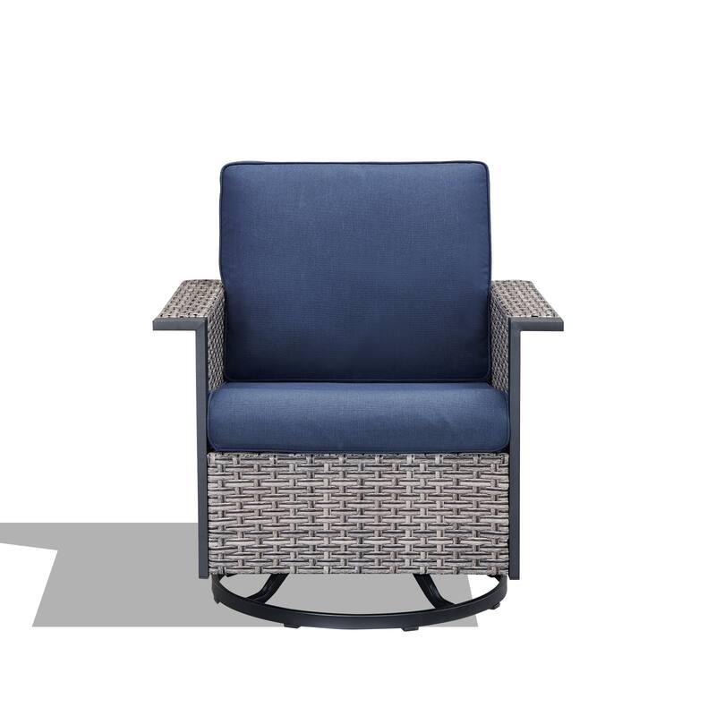 Pocassy Outdoor Wicker Sofa Glider Chair with Ottoman Set