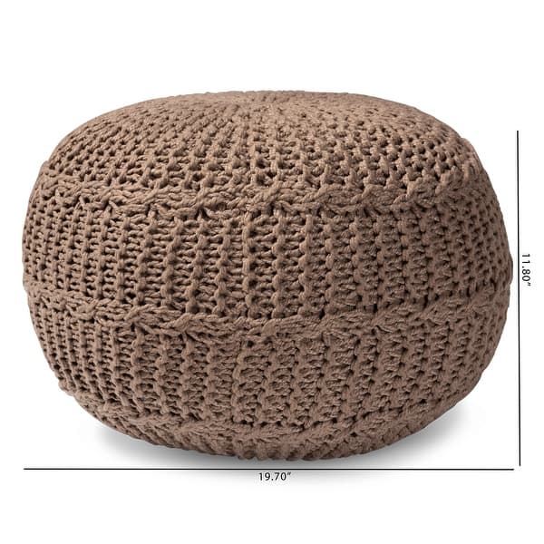 dimension image slide 2 of 2, Palmas Modern and Bohemian styled Handwoven Pet Yarn Pouf and Ottoman