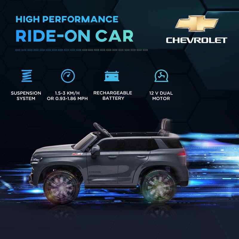 12V Chevrolet Tahoe Kids Ride-On Car - Licensed, Remote Control, Music, Lights, Horn for Boys & Girls Aged 3-6 Years