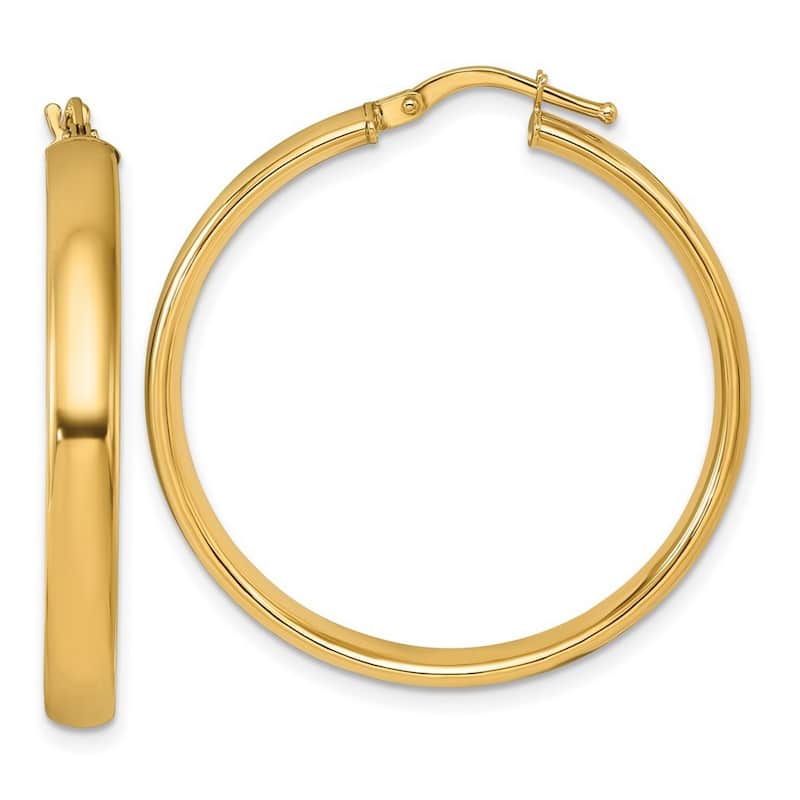Curata 14k Yellow Gold Medium Polished 35x3Hoop Earrings