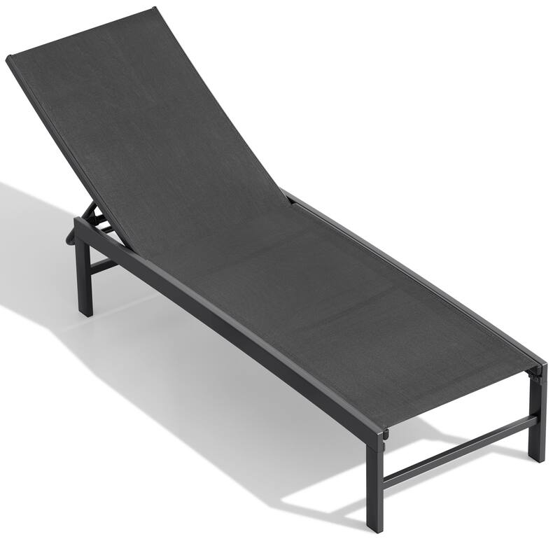 Crestlive Products Outdoor Patio Adjustable Chaise Lounge Chairs - Black - 1PC