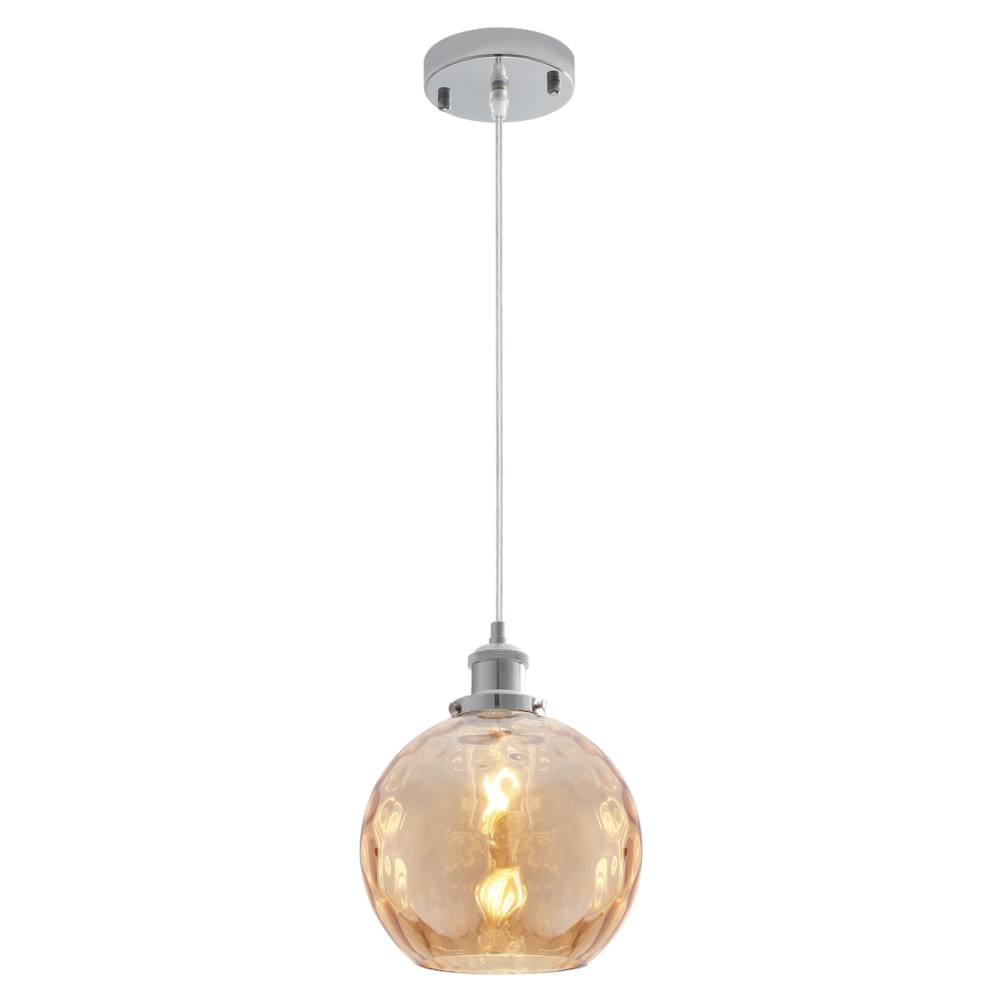 1-Light Metal Hanging Pendant Light with Glass Shade for Kitchen Island