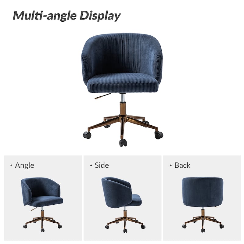 Astore Modern Corduroy Ergonomic Barrel Swivel Office Chair with Height-Adjustable by HULALA HOME
