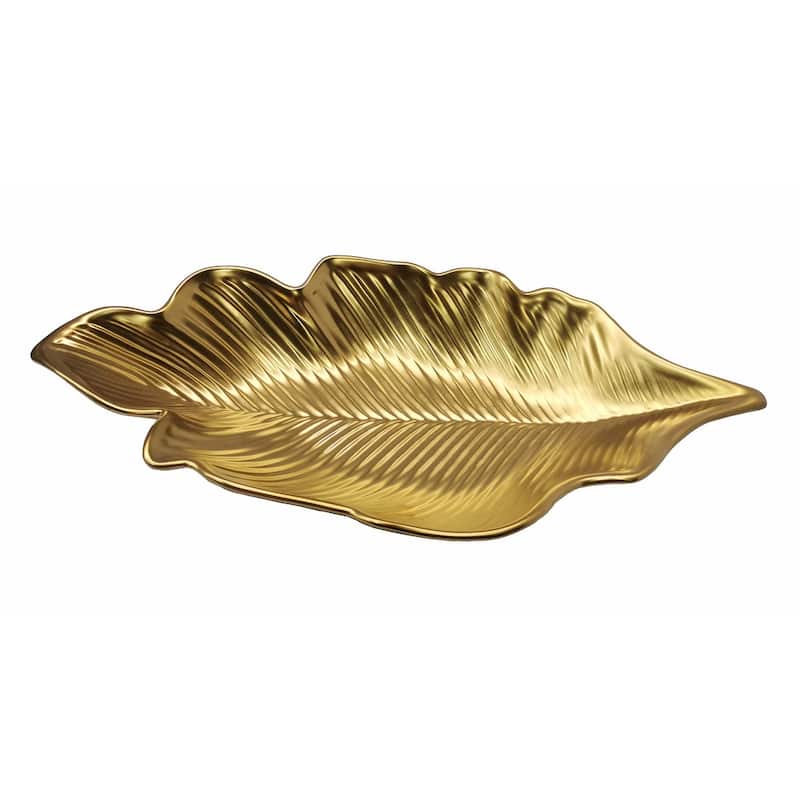 Botanic Collection Titanium Porcelain Deep Leaf Plate 16.25"