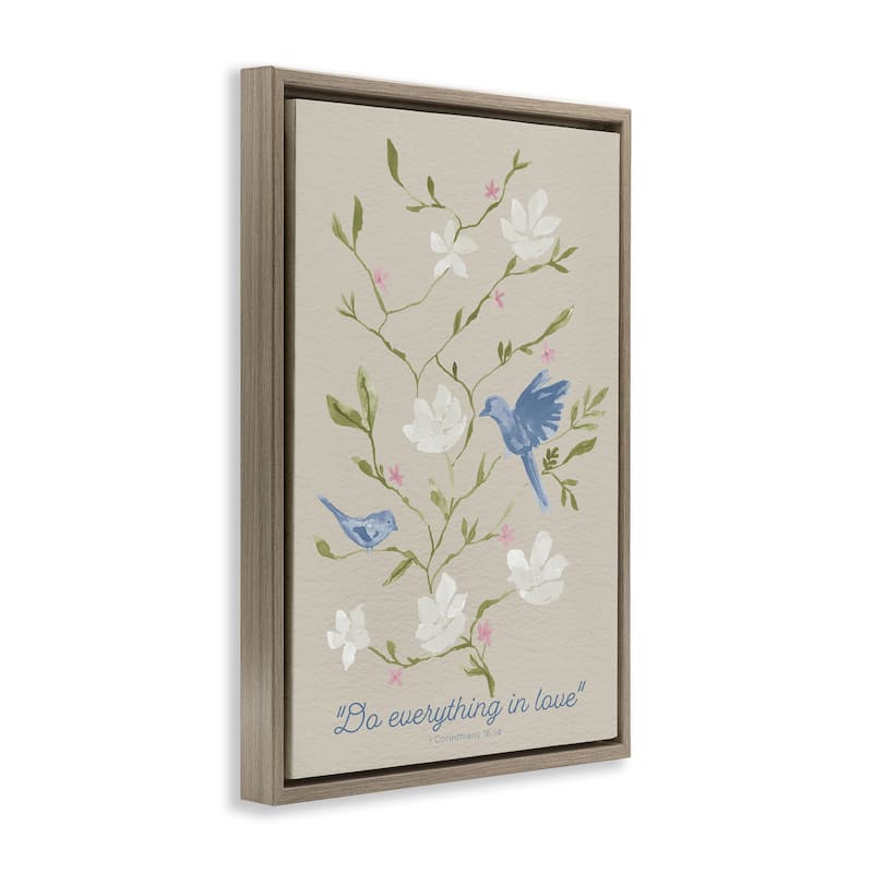 Stupell Floral Do Everything In Love Framed Floater Canvas Wall Art Design By Lucille Price