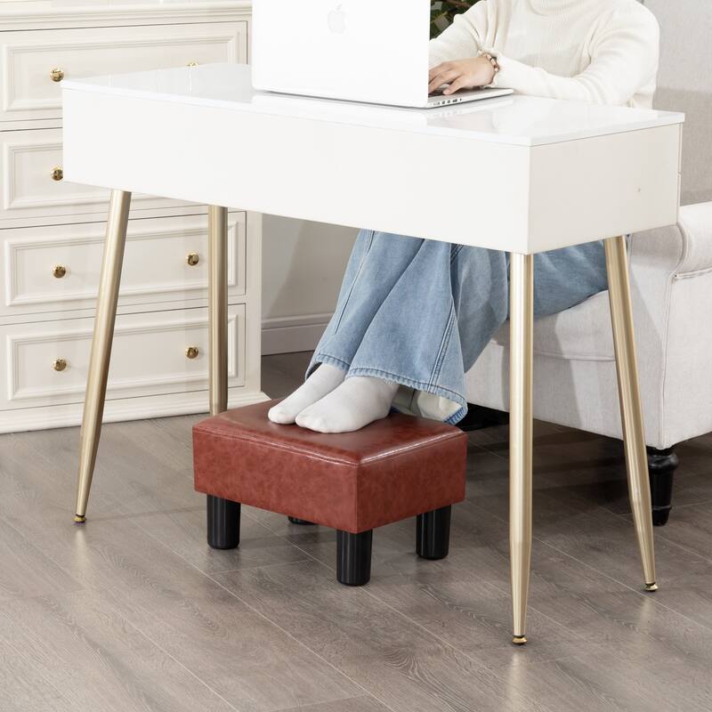 Adeco Small Rectangular Ottoman Footrest Stool Chair