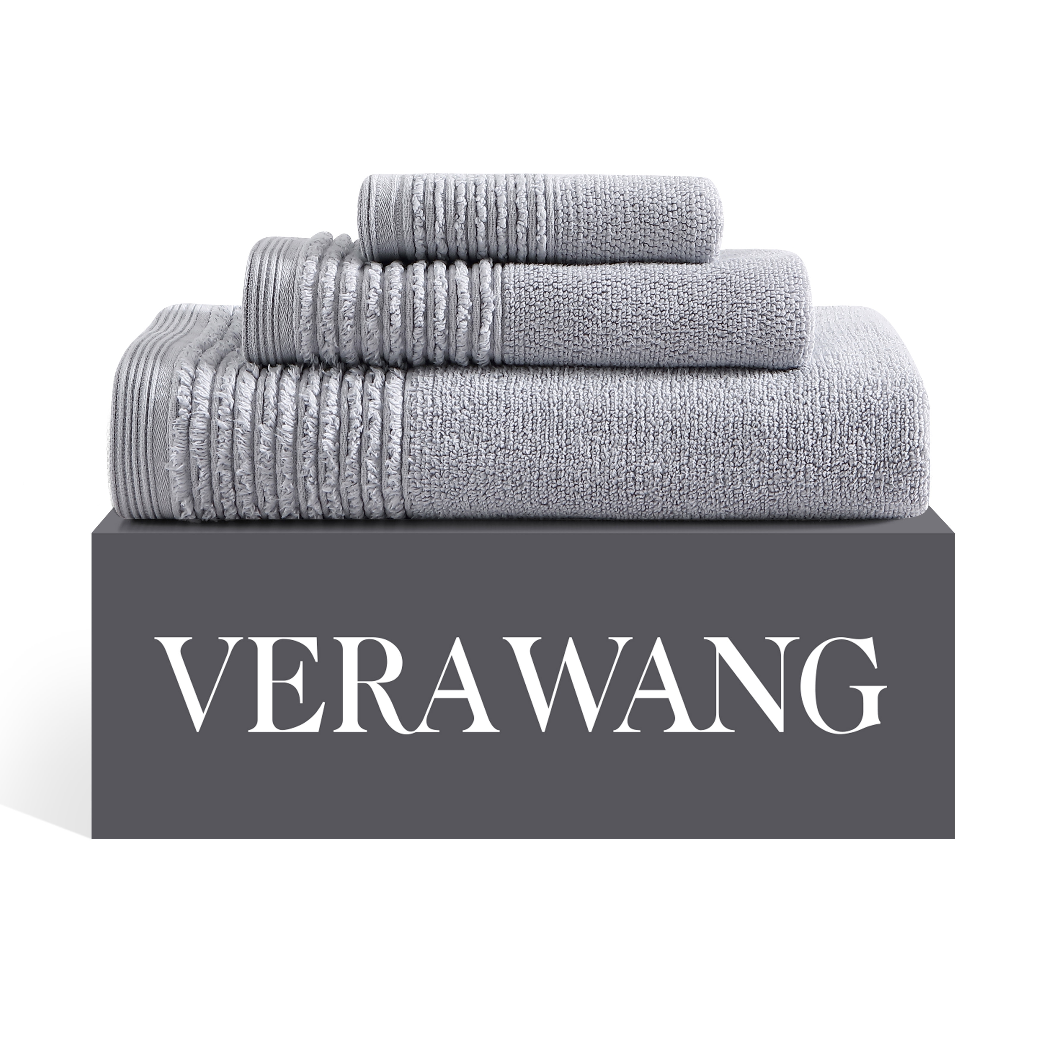 Vera Wang Sculpted Pleat 6-Piece Black Cotton Terry Towel Set