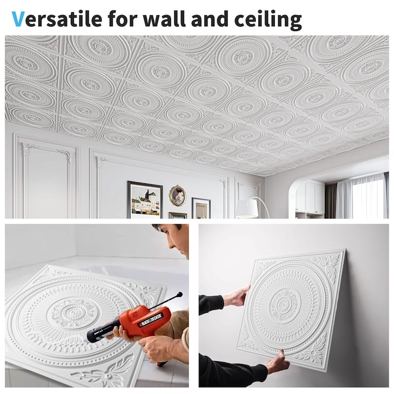 Art3d 12-Pack Drop Ceiling Tiles 24''X24'', Decorative PVC Ceiling Panels