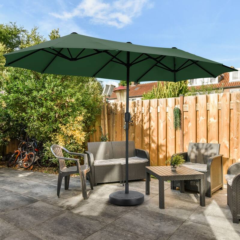 13 ft Patio Umbrella with Base Double-Sided Rectangular Outdoor Deck Umbrella
