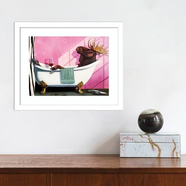 Retirement Moose In Bath By Lucia Heffernan Framed Wall Art Print Overstock 32835559