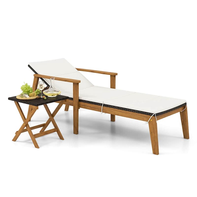 2/4PCS Outdoor Chaise Lounge Chair Set Rattan Chaise with Cushion - 2 PCS
