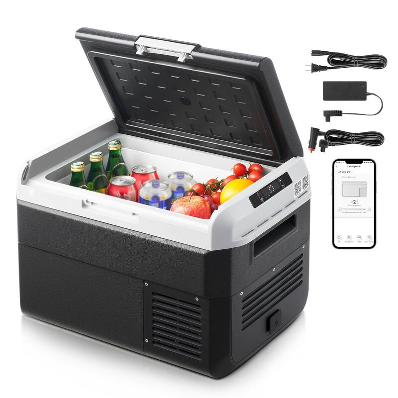 Portable 12V Car Refrigerator 26.4QT Freezer for Travel and Camping - 22.5 x 14.1 x 15 in