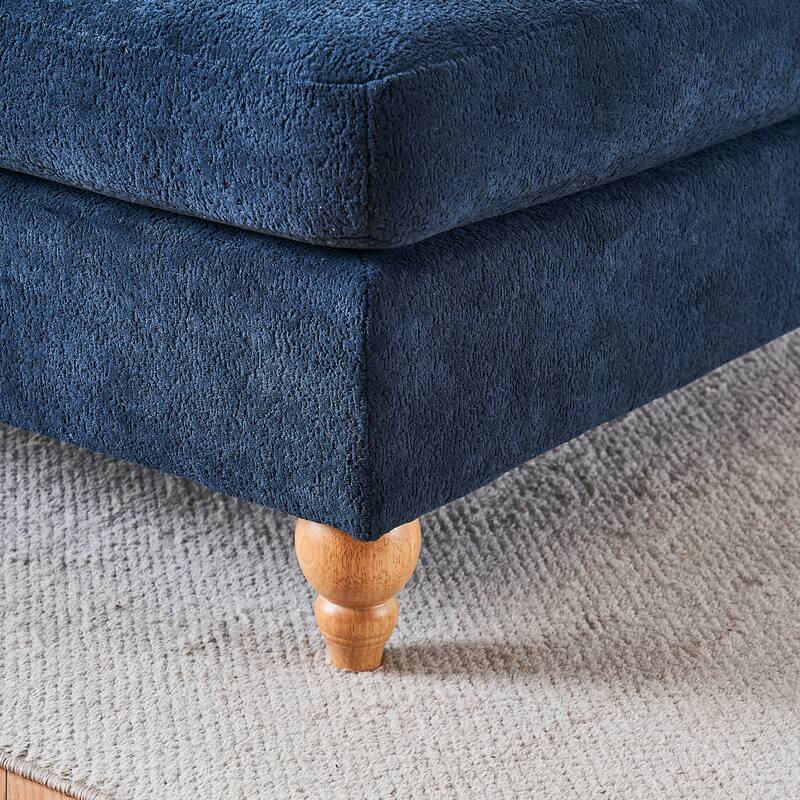 Modern Mid-Century Blue Foam Chaise Lounger Sofa