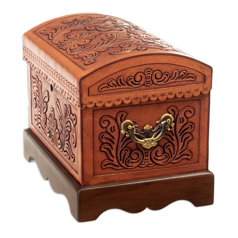 Novica Handmade Viceroyalty Wood And Leather Jewelry Box