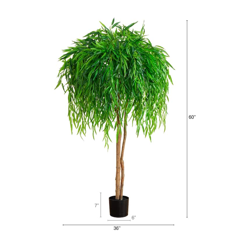 Potted Willow Artificial Tree - 5' - Green