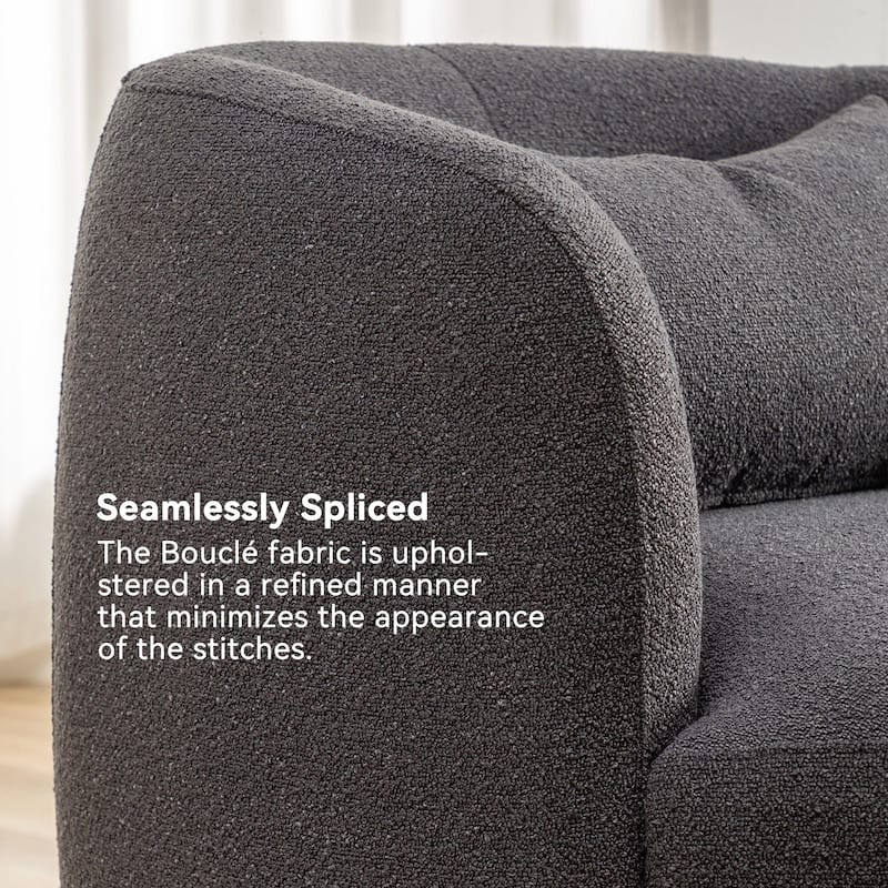 KINWELL 34" Sherpa Swivel Accent Chair Boucle Upholstered Armchair