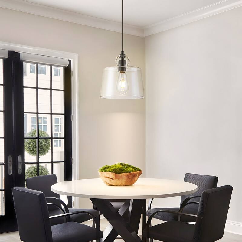 8.7" 1-Light Modern Mini Chrome/Gold/Matte Black Clear Glass Pendant Light for Kitchen Island Dining Room