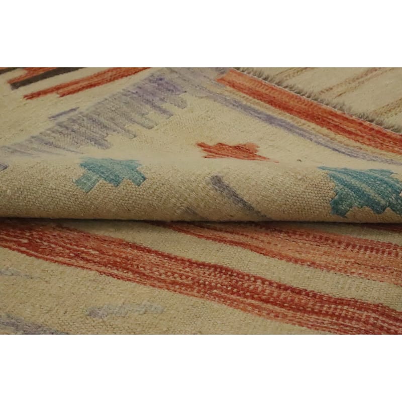 Hand Woven Oriental 100% Wool Carpet Southwestern Tribal Multi-Colored Kilim Area Rug - 8' 9'' X 5' 11''