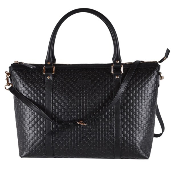 Shop Gucci 449655 Black GG Guccissima Leather Zip Top Convertible Handbag Purse - Free Shipping ...