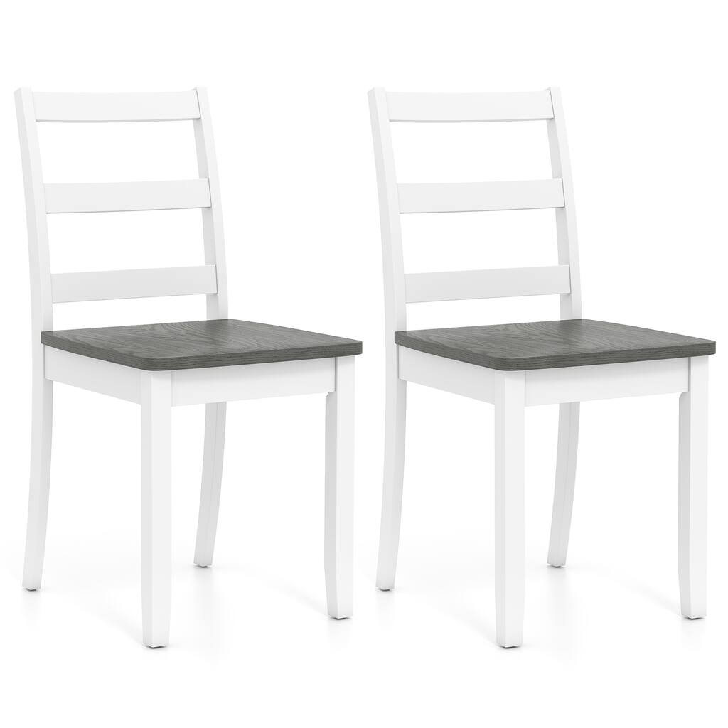 Gymax Set of 2 Dining Chairs Ladder Back Armless Side Chair w/ Solid