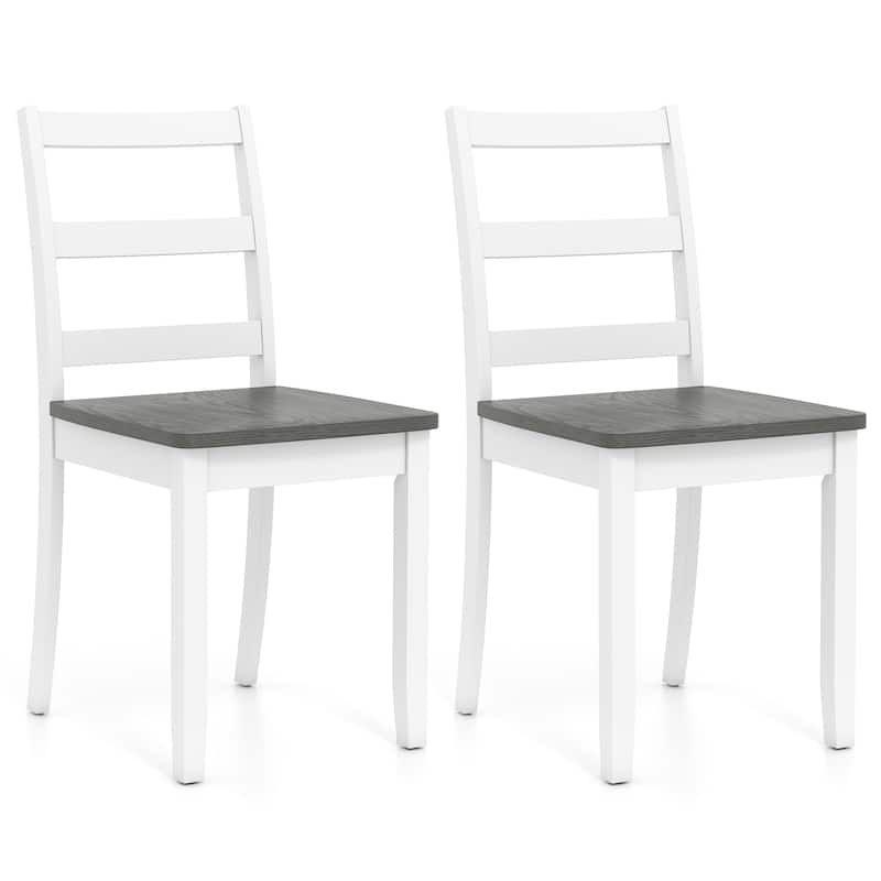 Set of 2 Wood Dining Chairs with Solid Rubber Wood Legs - 16" x 16" x 33.5"