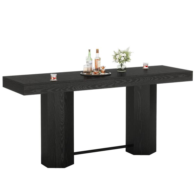 Industrial Bar Table, 70.9" Long Counter Height Pub Table with Sturdy Base
