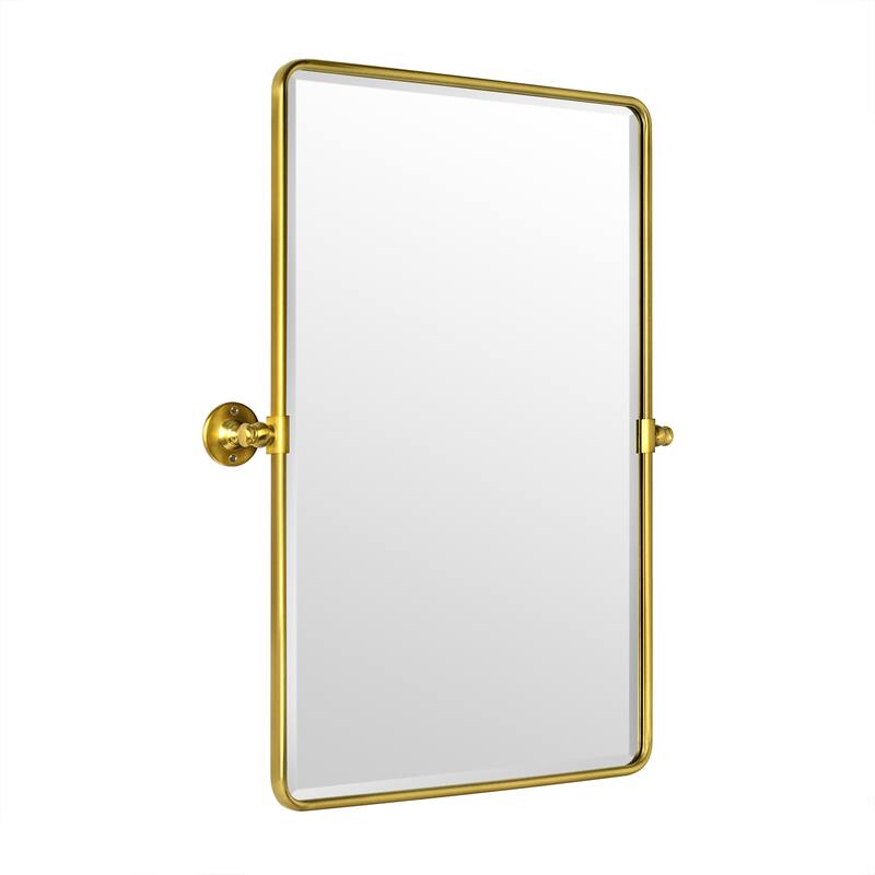 TEHOME Woodvale Rectangle Vertical Metal Wall Mirrors - 30" x 20" - Brushed Gold