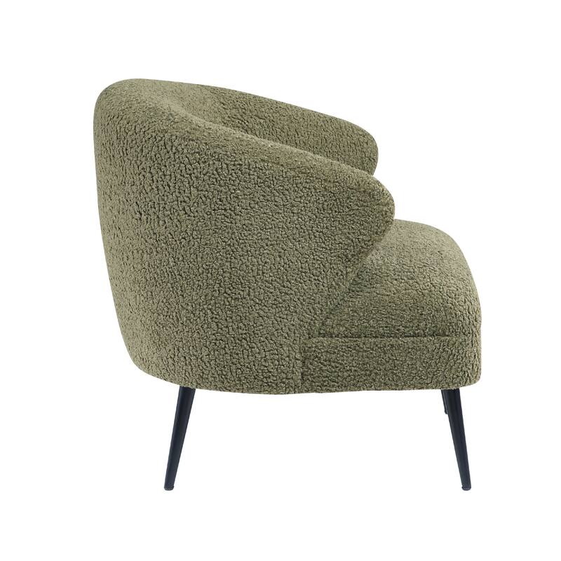 Neda Accent Chair, Soft Sage Green Boucle, Curved Barrel Back