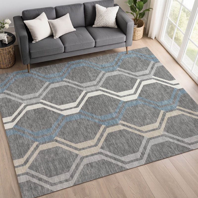 Machine Washable Indoor/ Outdoor Contemporary Dimensions Chantille Rug