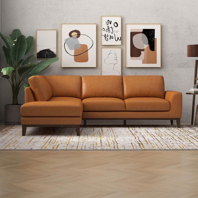 Miamo Mid Century Living Room Top Leather Corner Sectional Sofa