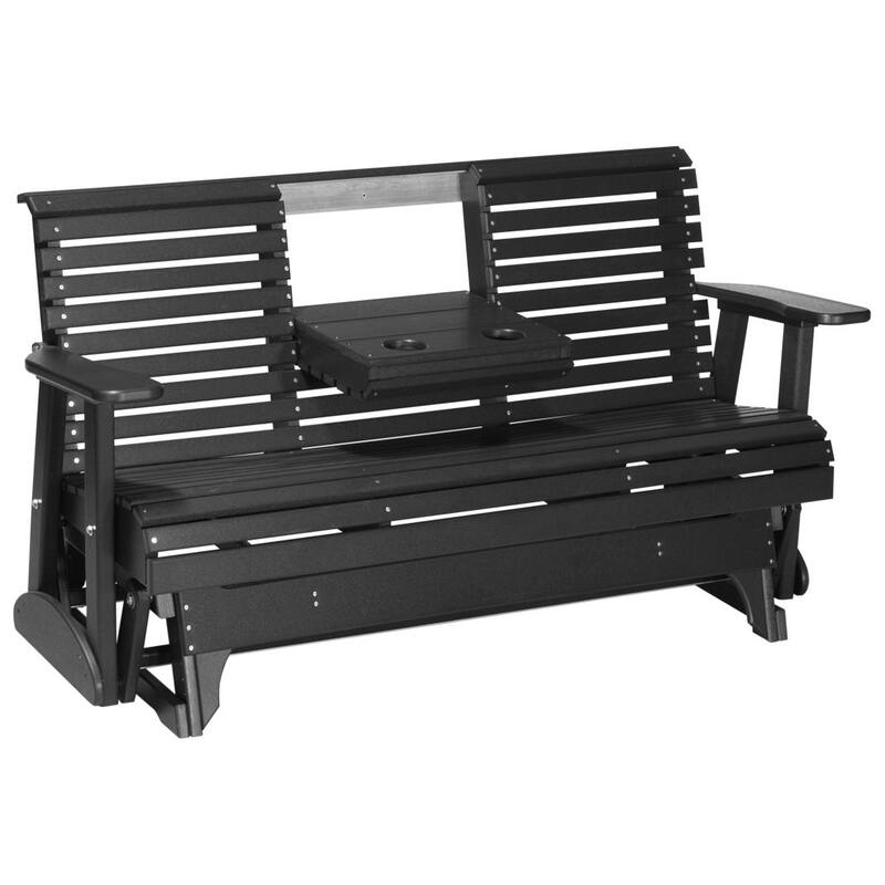Poly Lumber Plain Rollback Patio Glider - 5' - Black