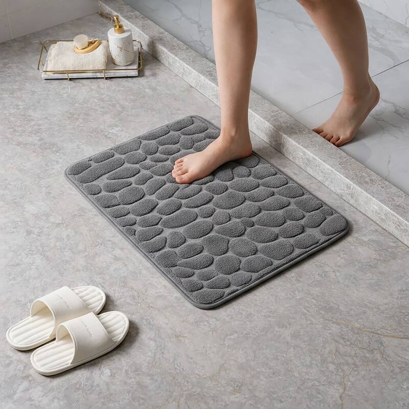 Memory Foam Bath Mat Pebble Design 32x20 - Dark Gray