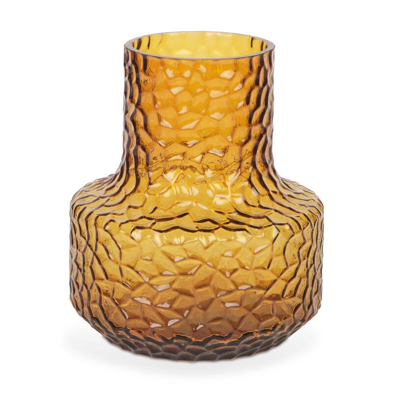 7" Amber Glass Faceted Table Vase - 6.30
