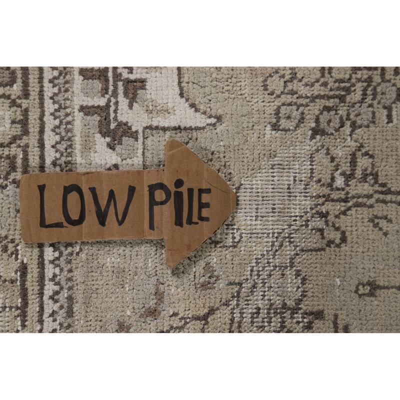 Distressed Tabriz Vintage Persian Rug Handmade Beige Wool Carpet - 8'1" x 11'4"