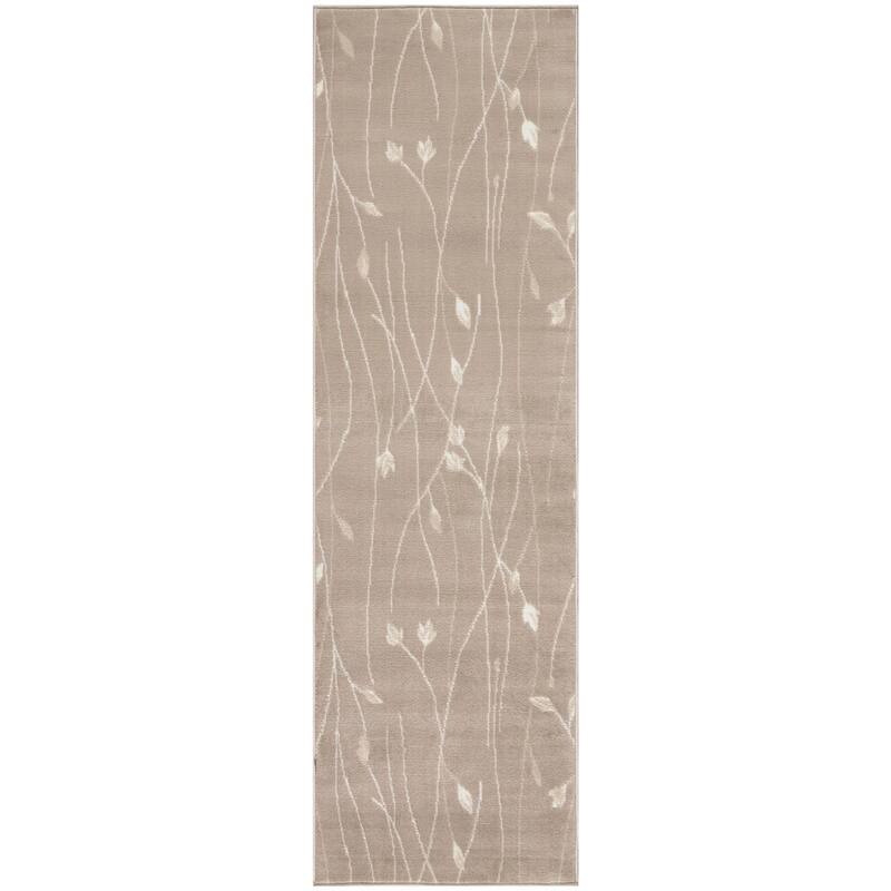Nourison Grafix Floral Botanical Transitional Area Rug - 2' x 6' Runner - Beige