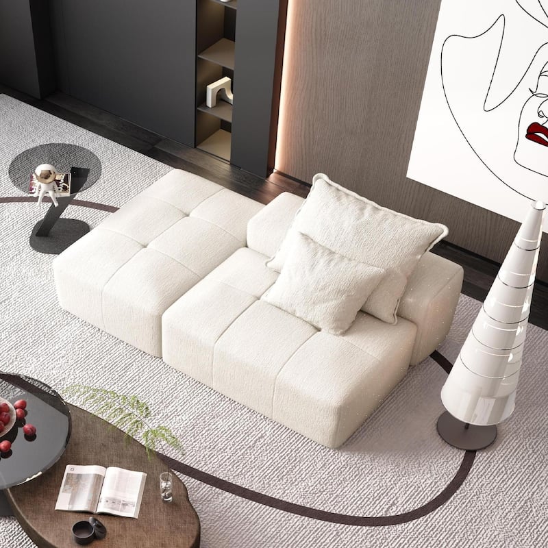 Modern Oversized Modular Sectional Sofa,Sparkling Chenille Fabric Soft Cushion Sofa with 2 Pillows,DIY Combination Tufted Sofa - Beige